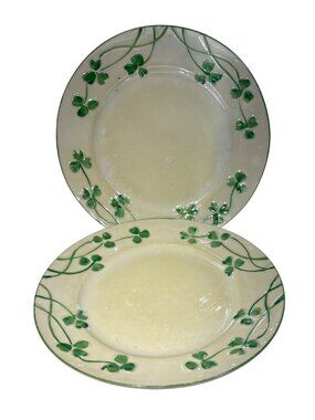 Erin China Plates With Shamrock Design Set Of 2 Vintage Collectible Ireland